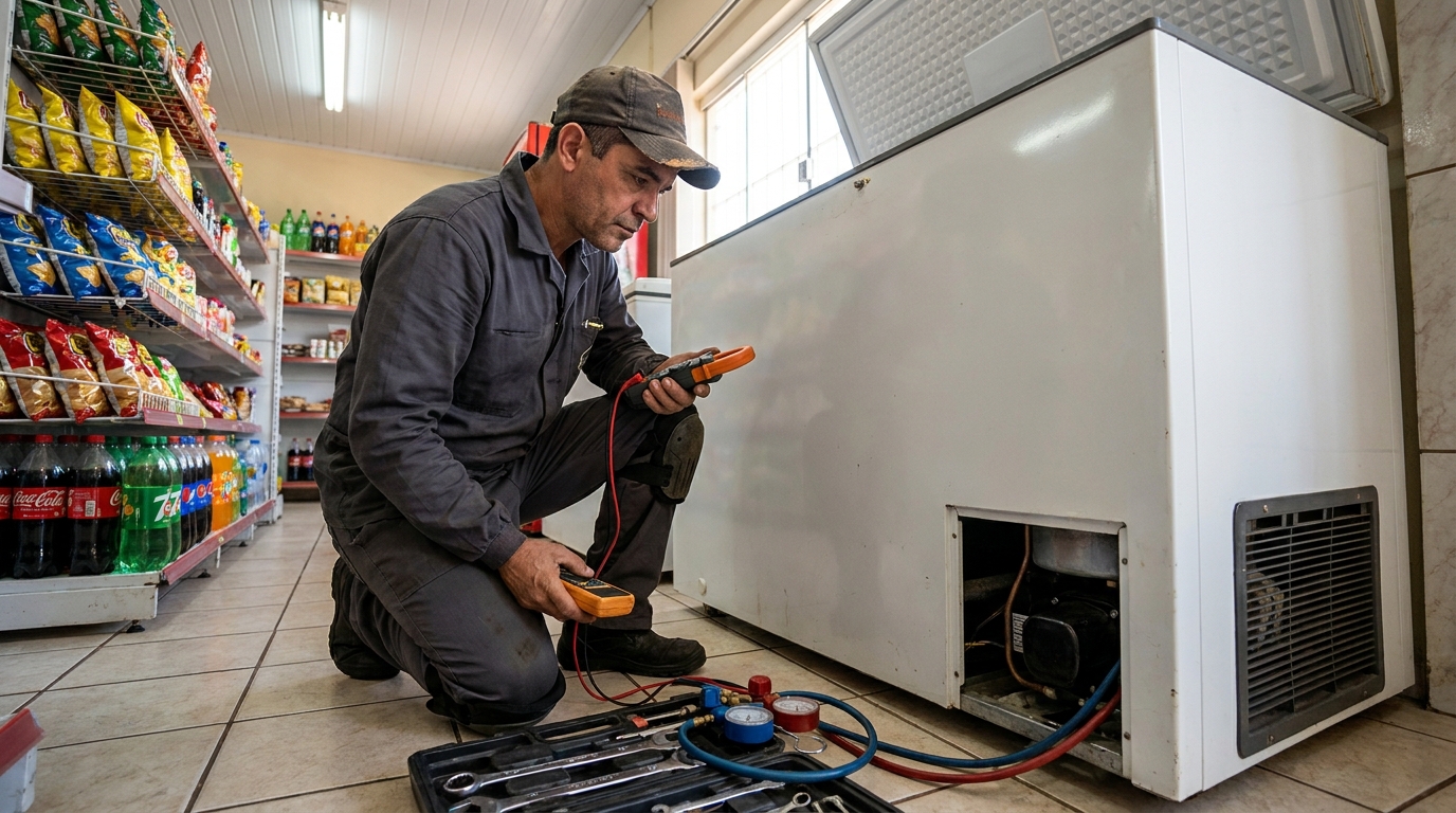 Reparo na placa eletrônica do freezer em Viamão‑RS
